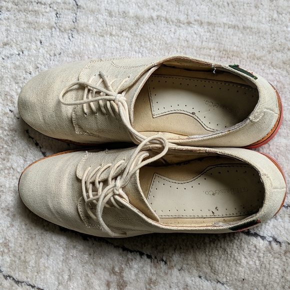 GH Bass & Co beige textile upper oxford shoes size 8.5 - Picture 5 of 15